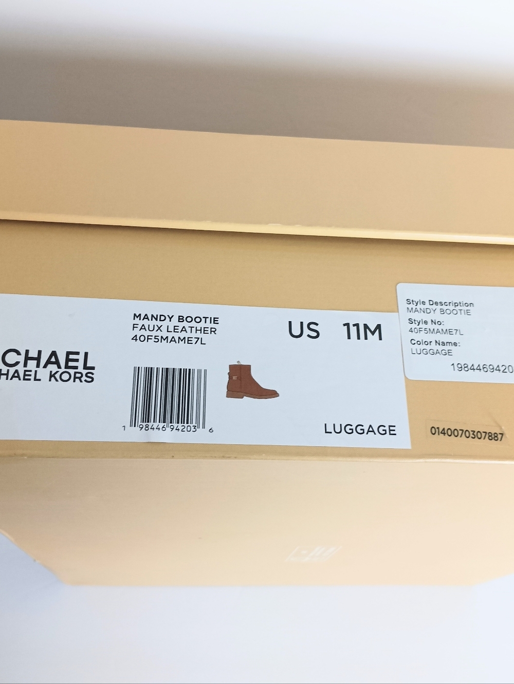 Michael Kors Women Cognac Leather Ankle Boots with Gold MK Accent - Picture 7 of 7